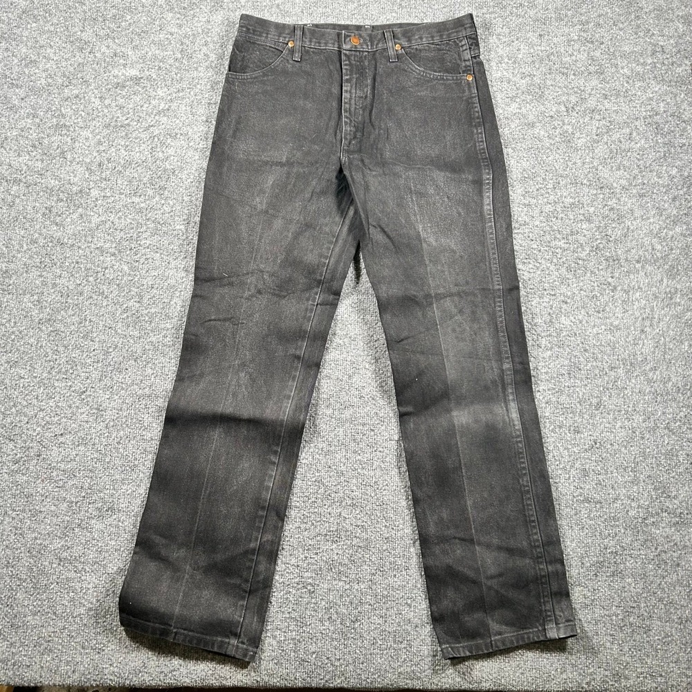 Wrangler Jeans Mens Size 34x32 Black Cowboy Cut Slim Fit Denim Faded 936WBK